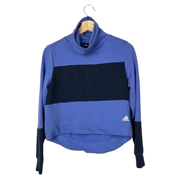Adidas Sport 2 Street Blue Mock Neck Pullover Sweatshirt S - Picture 2 of 5